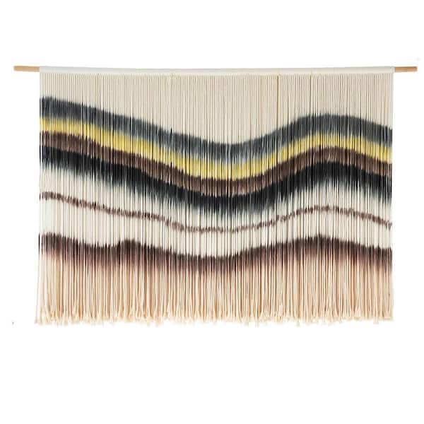 Unbranded 57 in. W x 35 in. L Wall Hanging Dip Dye Tapestry Fiber Wall Art, Boho Bedroom Decor Wall Tapestry-Coffee Yellow