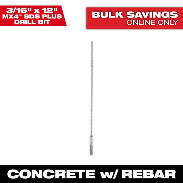 Milwaukee 3/16 in. x 12 in. 4-Cutter SDS-PLUS Carbide Drill Bit