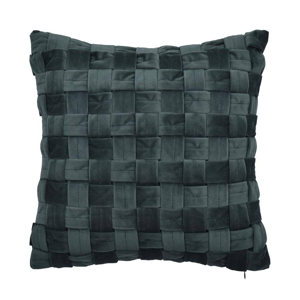 Benson Teal Polyester Solid 17 in. Square Decorative Throw Pillow 17 in. L 