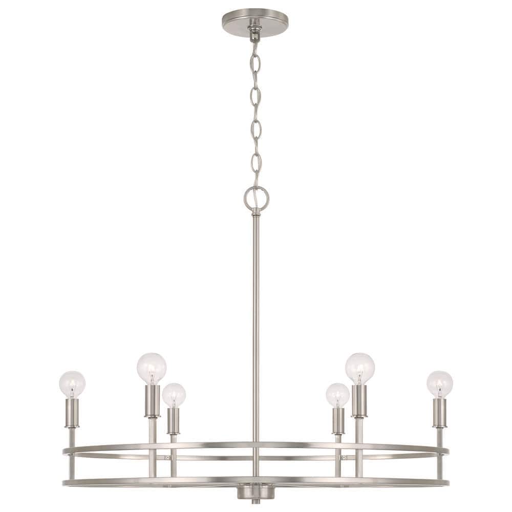 Fuller 6-Light Brushed Nickel 28 in. W x 23.75 in. H Chandelier price history on PriceWatchPro