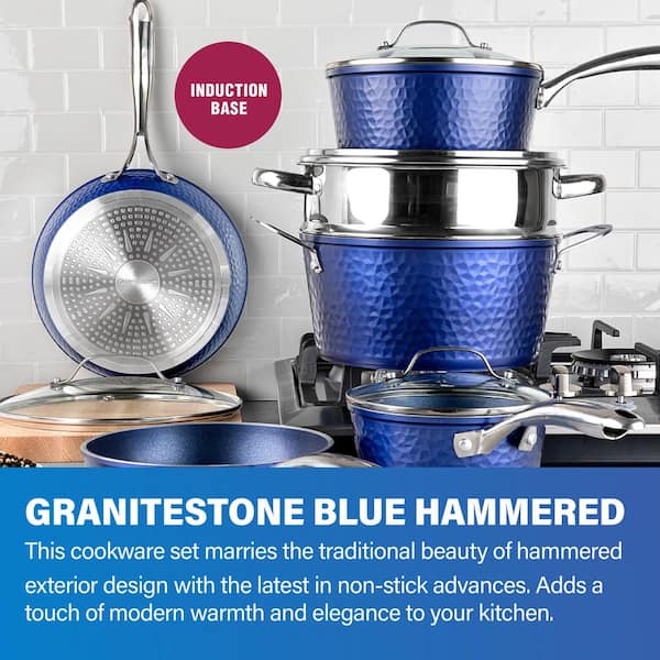 Granitestone 12-Piece Aluminum Ultra Durable Diamond Infused Nonstick Cookware Set with Glass Lids #9581