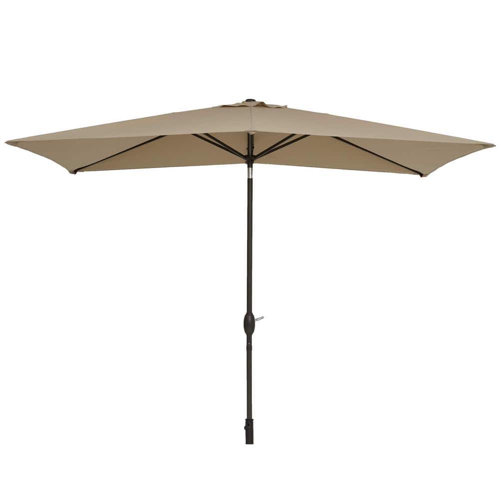 Seymo 10 ft. x 6.5 ft. Steel Rectangular Market Tilt Patio Umbrella in Light Brown without Base price history on PriceWatchPro