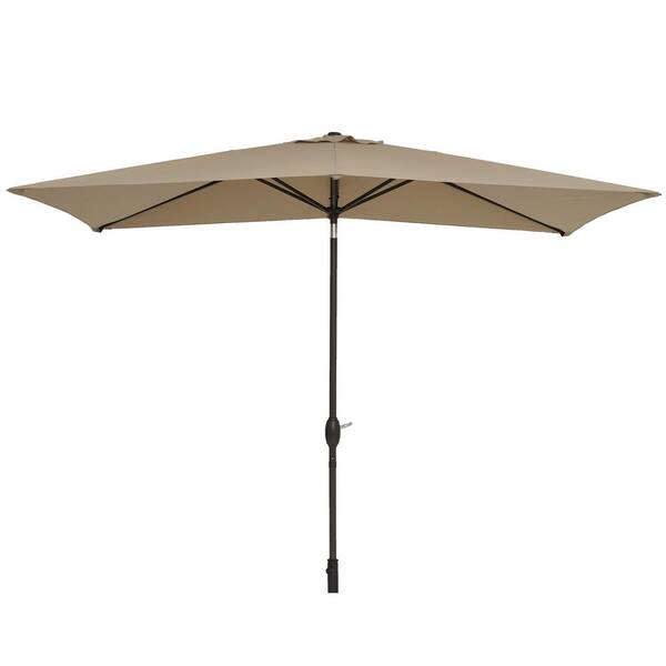 Inner Decor Seymo 10 ft. x 6.5 ft. Steel Rectangular Market Tilt Patio Umbrella in Light Brown without Base