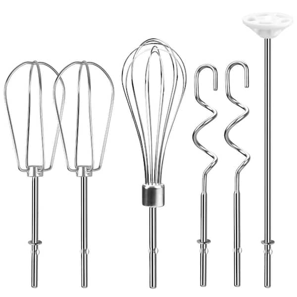 Hand Mixer Replacement Attachments Set with Whisk Beaters Blending Rod and Dough Hooks Stainless Steel