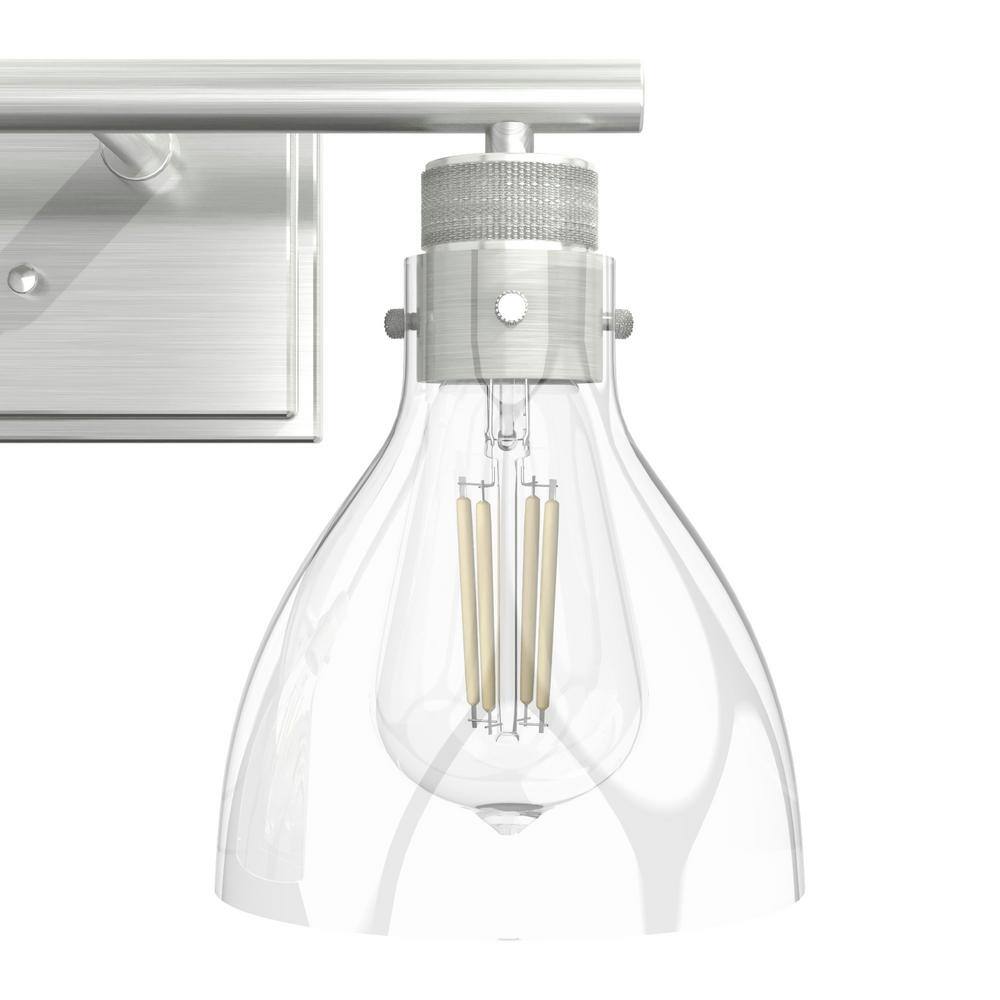 Hunter Brushed Nickel 3-Light Vanity Fixture with Clear Glass Shades