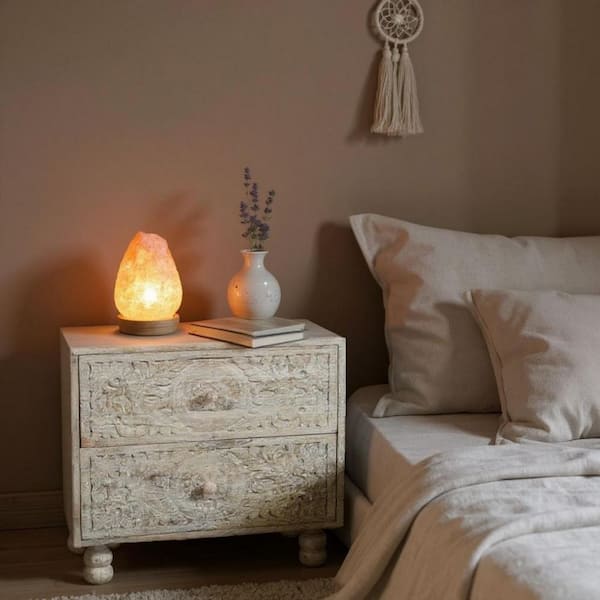 Natural, White 2-Drawer 24.00 in. Nightstand