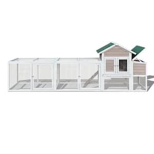 Anky 44.5 in. H x 26 in. W x 122 in. D Metal Poultry Fencing, Large Wood Chicken Coop Backyard with Nesting Box in Brown