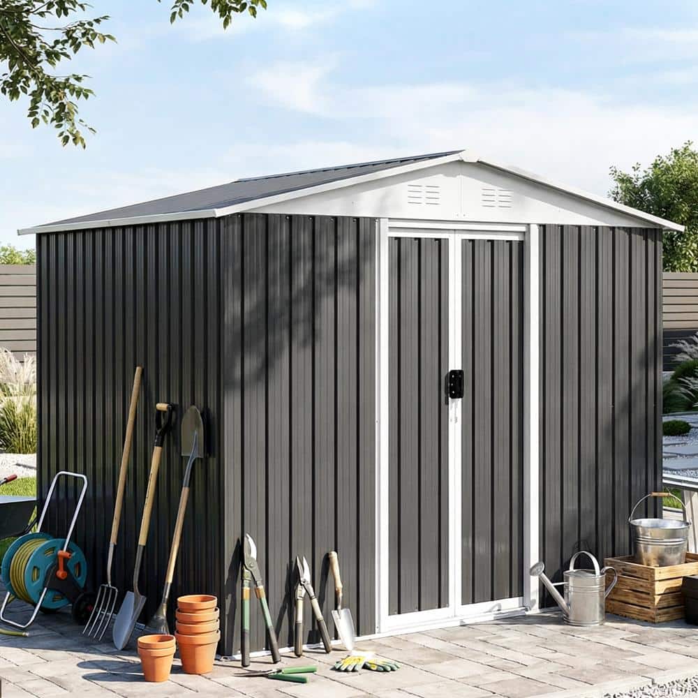 ToolCat 8 ft. W x 6 ft. D Aluminum Alloy Frame Shed with Sliding