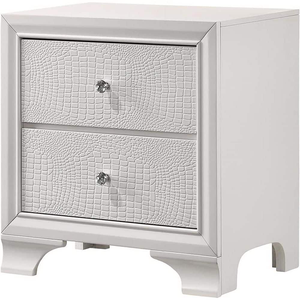 White 2 Drawer 16.4 in. W Nightstand with Sturdy Hardware and Ample Storage