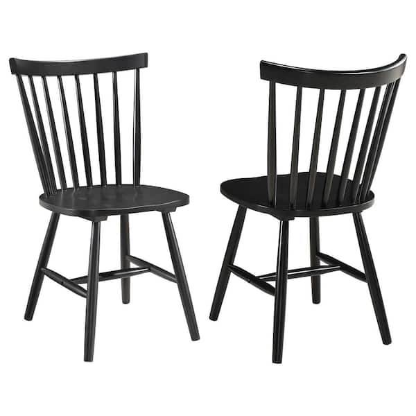 Coaster Hollyoak Black Wood Windsor Spindle Back Dining Side Chair (Set of 2)