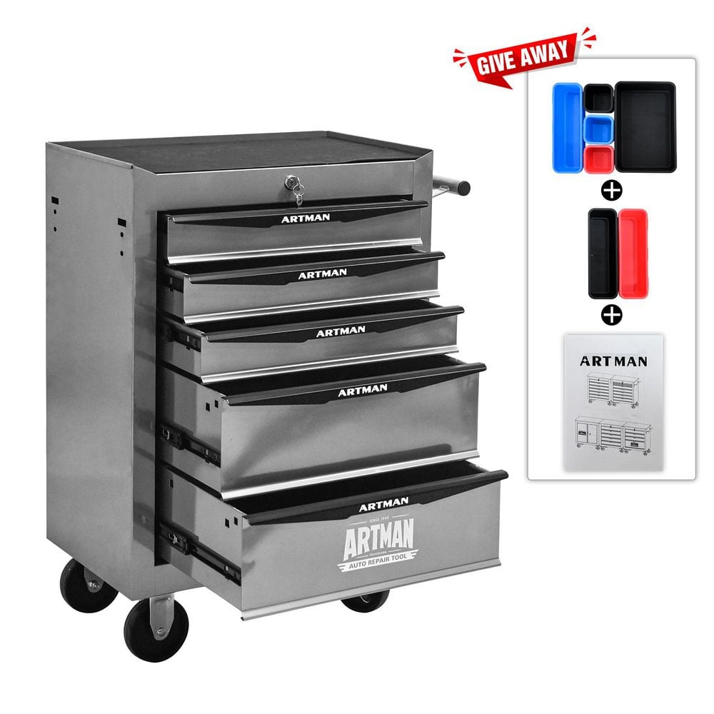 20 in. W x 13 in. D 5-Drawer Silver Steel Rolling Tool Cabinet price history on PriceWatchPro