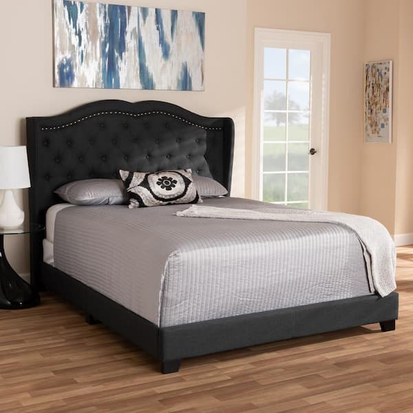 Baxton Studio Aden Charcoal Gray Queen Bed 149 8927 HD The Home