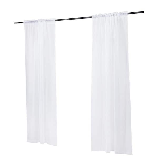 Sheer Curtains, White Polyester Solid 52 in. W x 84 in. L Rod Pocket Indoor Sheer Curtain Set of 2,2025 Update
