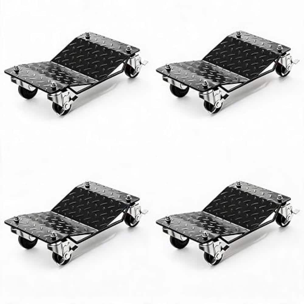 4PCS Heavy Duty Car Wheel Dolly, 6000 LBS Total 360° Lockable Rotatable Steel Dolly for Workshop Motorcycle SUV, Black price history on PriceWatchPro