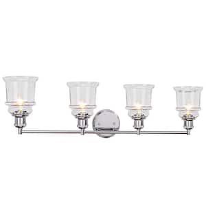 4-Light Chrome Vanity Light with Clear Glass Shade