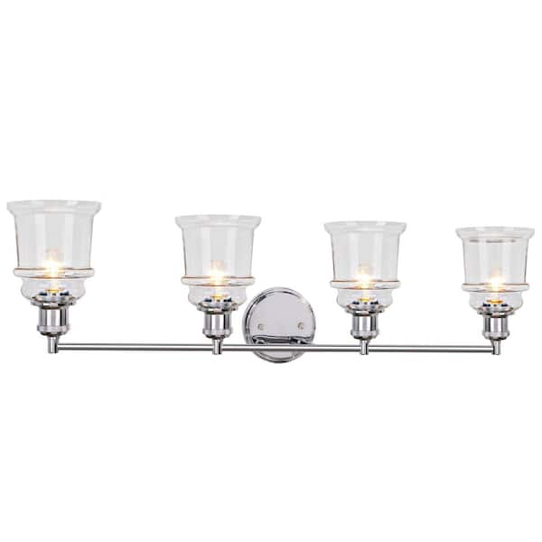 Aspen Creative Corporation 4-Light Chrome Vanity Light with Clear Glass Shade