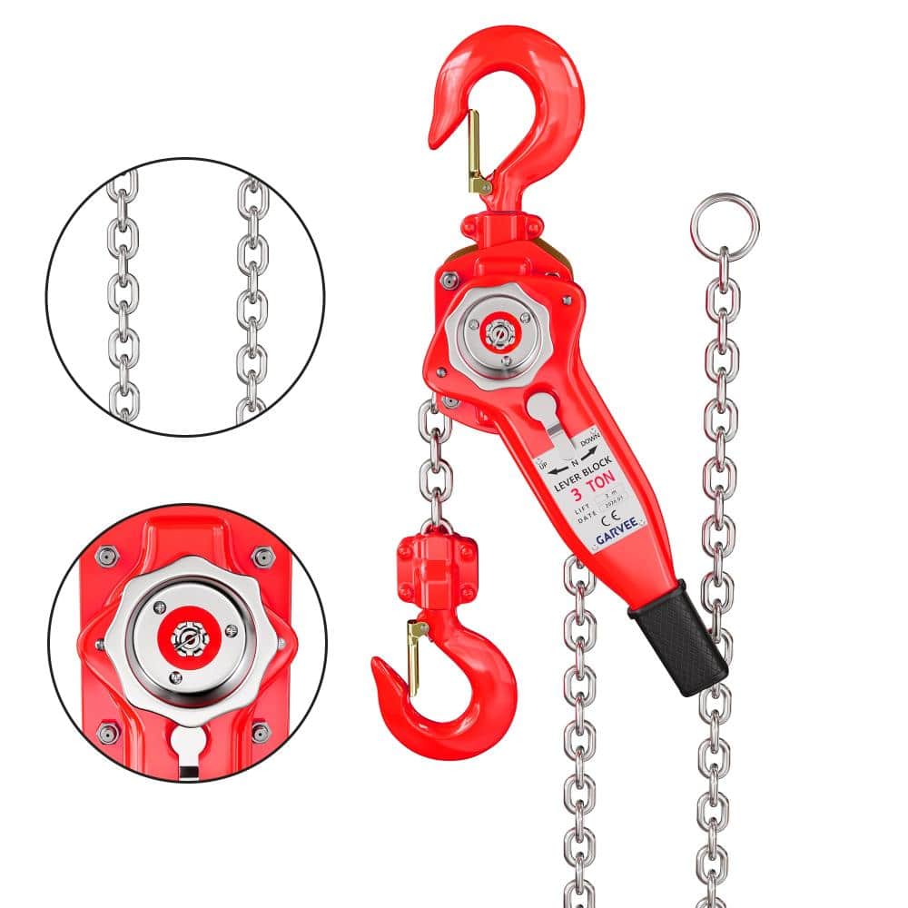 Heavy Duty Red 3 Ton (6600 lbs) 10 ft Lift Manual Lever Chain Hoist with Double Pawl Brake price history on PriceWatchPro