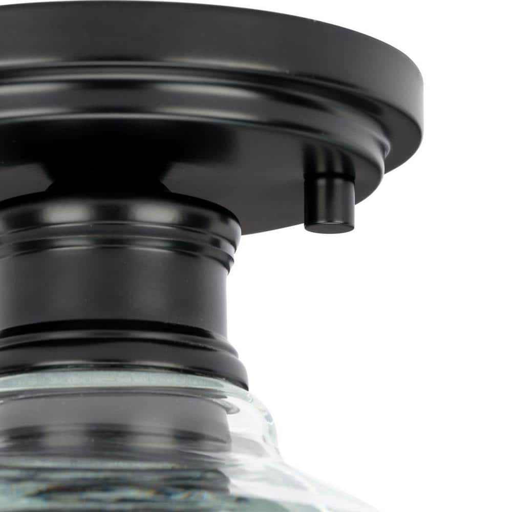 Matte Black Glass Semi-Flush Mount Light Fixture