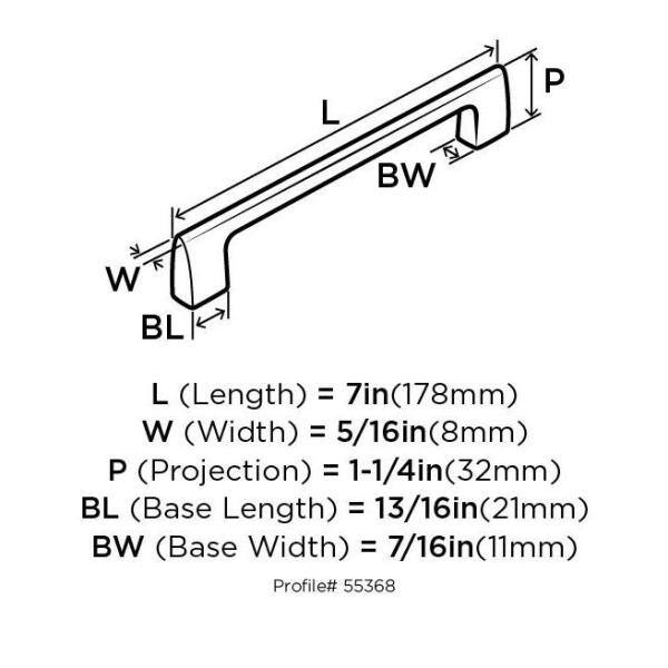 Graphite 6-5/16 Inch Modern Bar Pull with Mounting Hardware