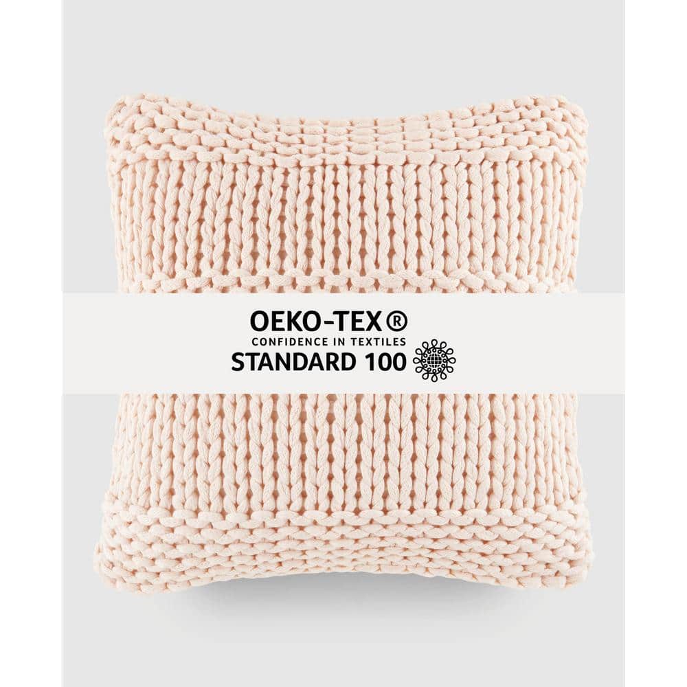 Blush Chunky Knit Acrylic Square Throw Pillow Set