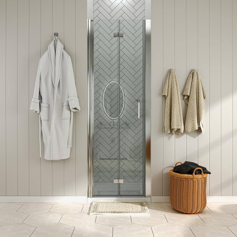 Chrome Frameless Bi-Fold Shower Door with Clear Glass