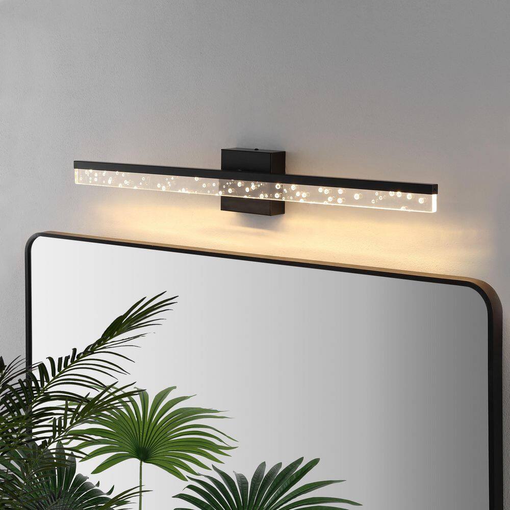 Ingres 30" Black Iron Dimmable Vanity Light with Acrylic Shade
