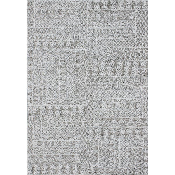 Dynamic Rugs Symphony 9 ft. X 12 ft. Ivory/Grey Southwestern Indoor/Outdoor Area Rug