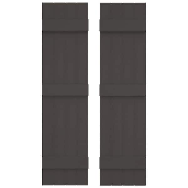 Builders Edge 14 in. W x 67 in. H Vinyl Exterior Joined Board and Batten Shutters Pair in Tuxedo Grey
