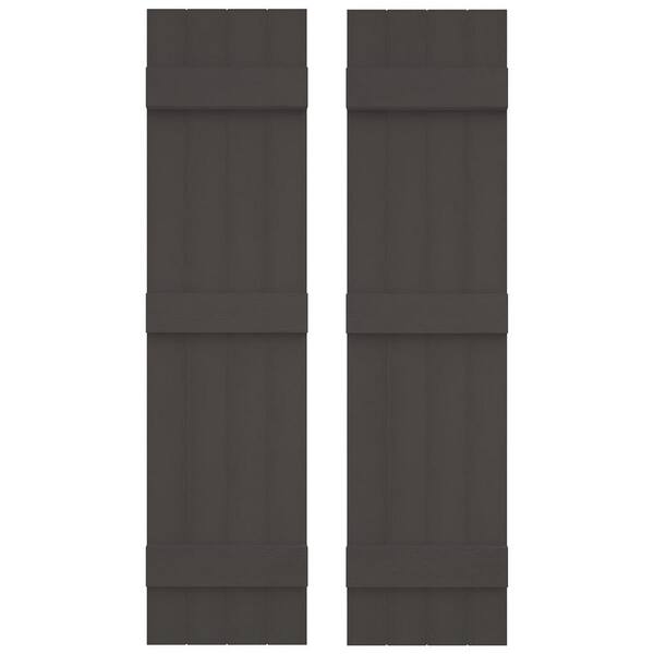 Builders Edge 14 in. W x 80 in. H Vinyl Exterior Joined Board and Batten Shutters Pair in Tuxedo Grey