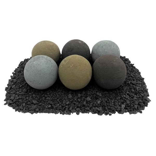 American Fire Glass 4 in. Natural Lite Stone Fire Balls (Set of 6)