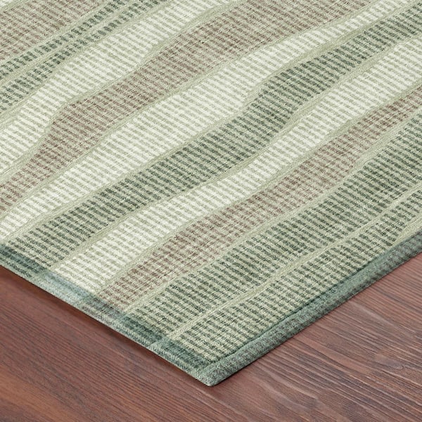 Chantille Machine Washable Indoor/Outdoor Abstract ACN2849 Celery 2 ft. x 7 ft. Runner Rug
