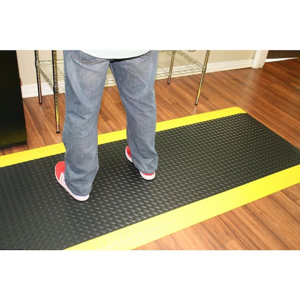 24 Wide, Rhino Mats, Industrial Smooth Anti-Fatigue Mat, Black, 1/2  Thick, Choose Length 