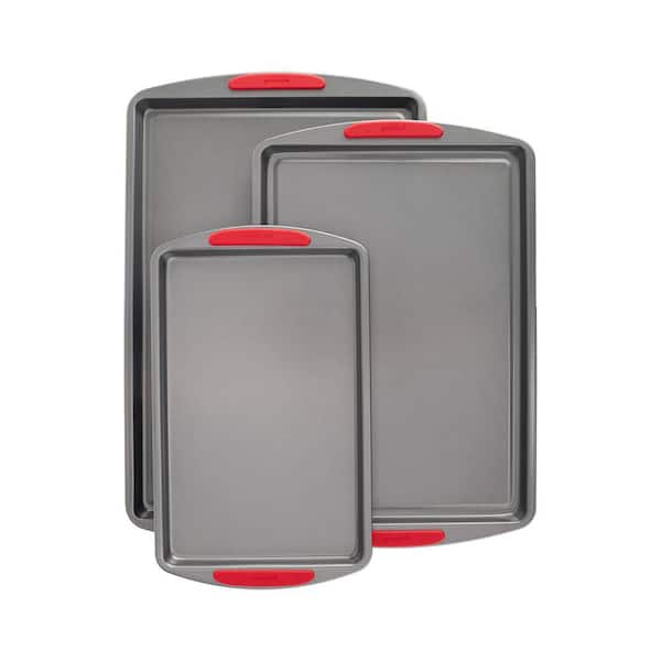 MegaGrip Nonstick Steel 3-Piece Cookie Sheet Set