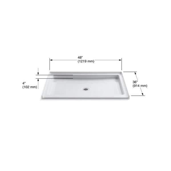 KOHLER Purist 48 in. x 36 in. Single Threshold Shower Base in Biscuit