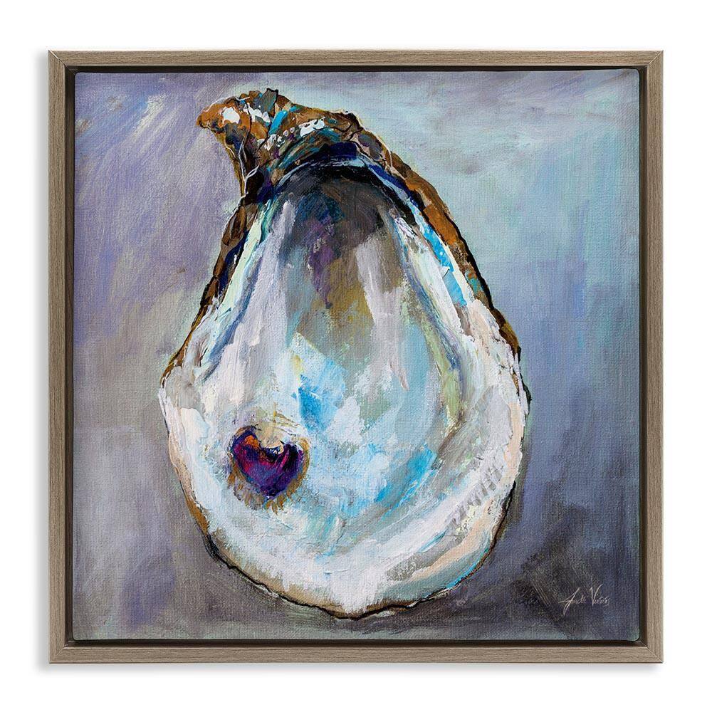 Oyster Shell with Pearl by Jeanette Vertentes Brown Floater Frame Graphic Art Print Animal 18 in. x 18 in. price history on PriceWatchPro