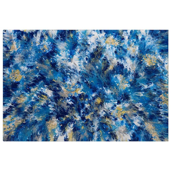 Dream Shag Premium Machine Washable Abstract ADS62 Blue 2 ft. x 3 ft. Accent Rug