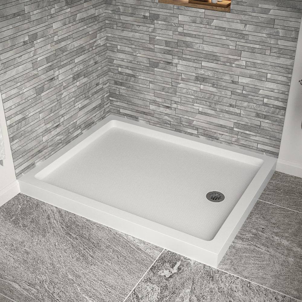 48'' Glossy White Rectangular Acrylic Shower Base with ABS Drain
