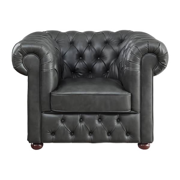 EVERGLADE HOME Rosalie Gray Faux Leather Arm Chair