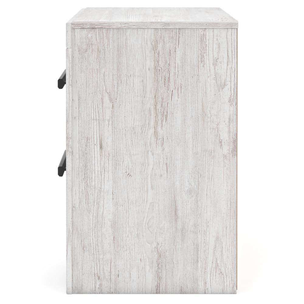 Whitewash Transitional 2-Drawer Nightstand