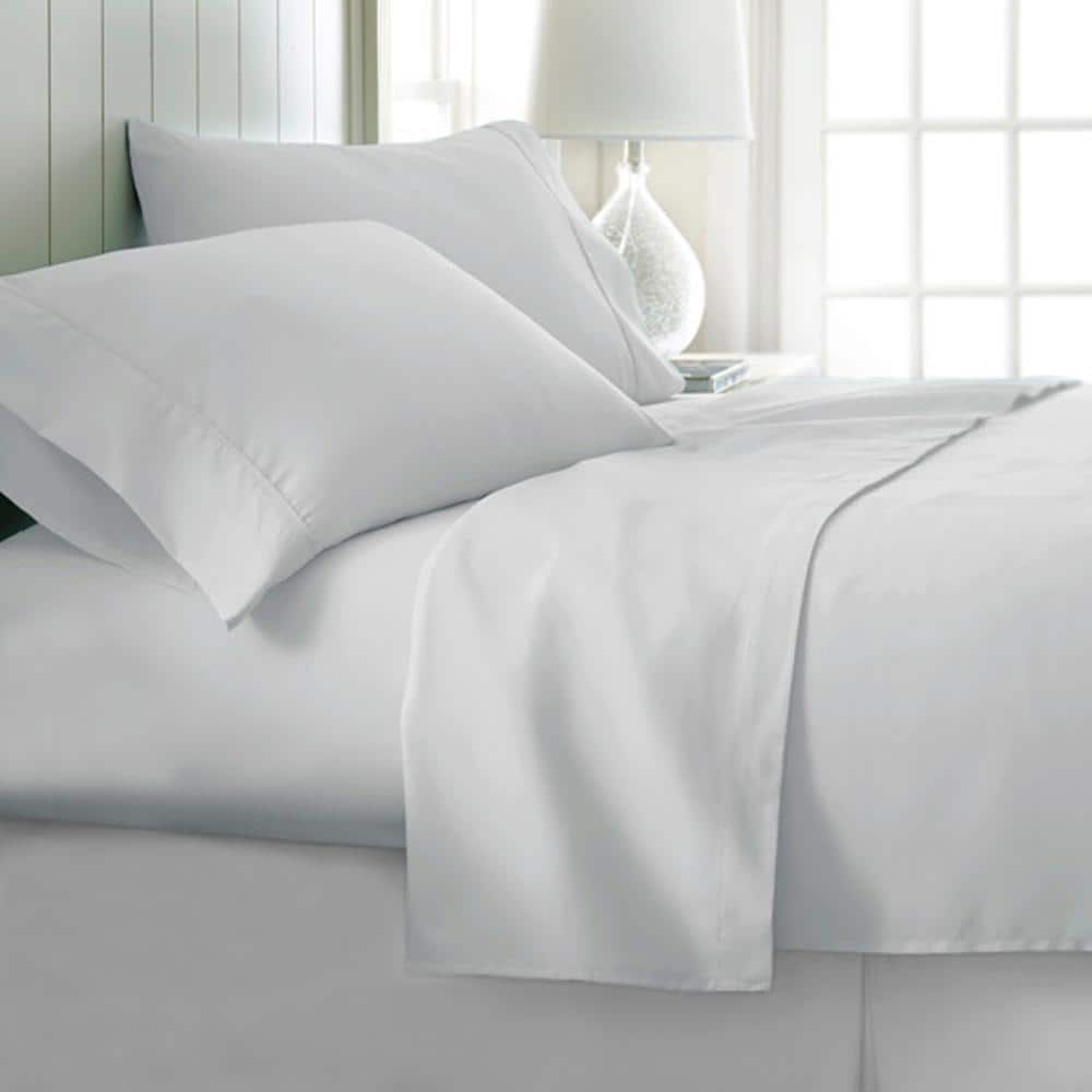 Full White Deep Pocket Microfiber Bed Sheet Set
