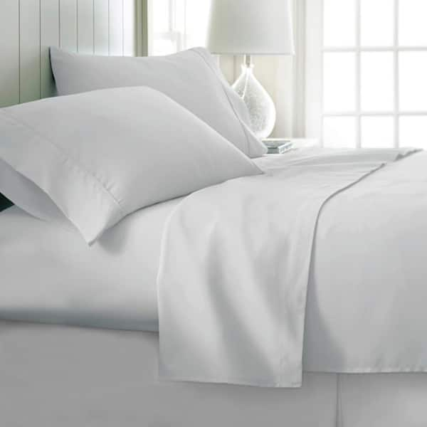 Shatex 4-Piece White Queen Silky Soft Sheets Pocket Elastic All