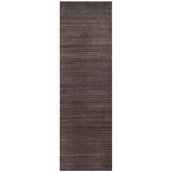 SAFAVIEH Himalaya Charcoal 2 ft. x 10 ft. Striped Solid Color Runner Rug