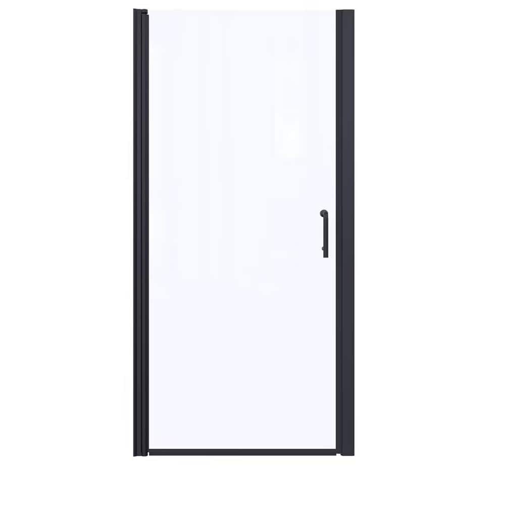 36 in. W x 72 in. H Pivot Semi-Frameless Shower Door in Matte Black with Cl
