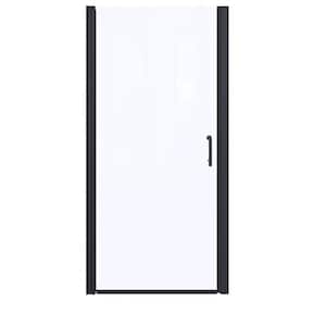 36 in. W x 72 in. H Pivot Semi-Frameless Shower Door in Matte Black with Clear Glass