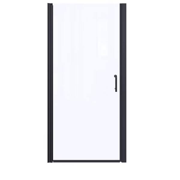 Unbranded 36 in. W x 72 in. H Pivot Semi-Frameless Shower Door in Matte Black with Clear Glass