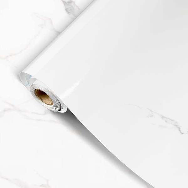 Peel, Stick Wallpaper Self Adhesive Decorative Contact Paper for Wall Kitchen Decor (White Marble, 15.7 in. x 196.8 in.)