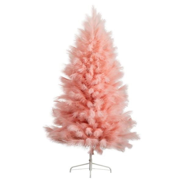 6 ft. Unlit Pink Pampas Grass Artificial Christmas Tree