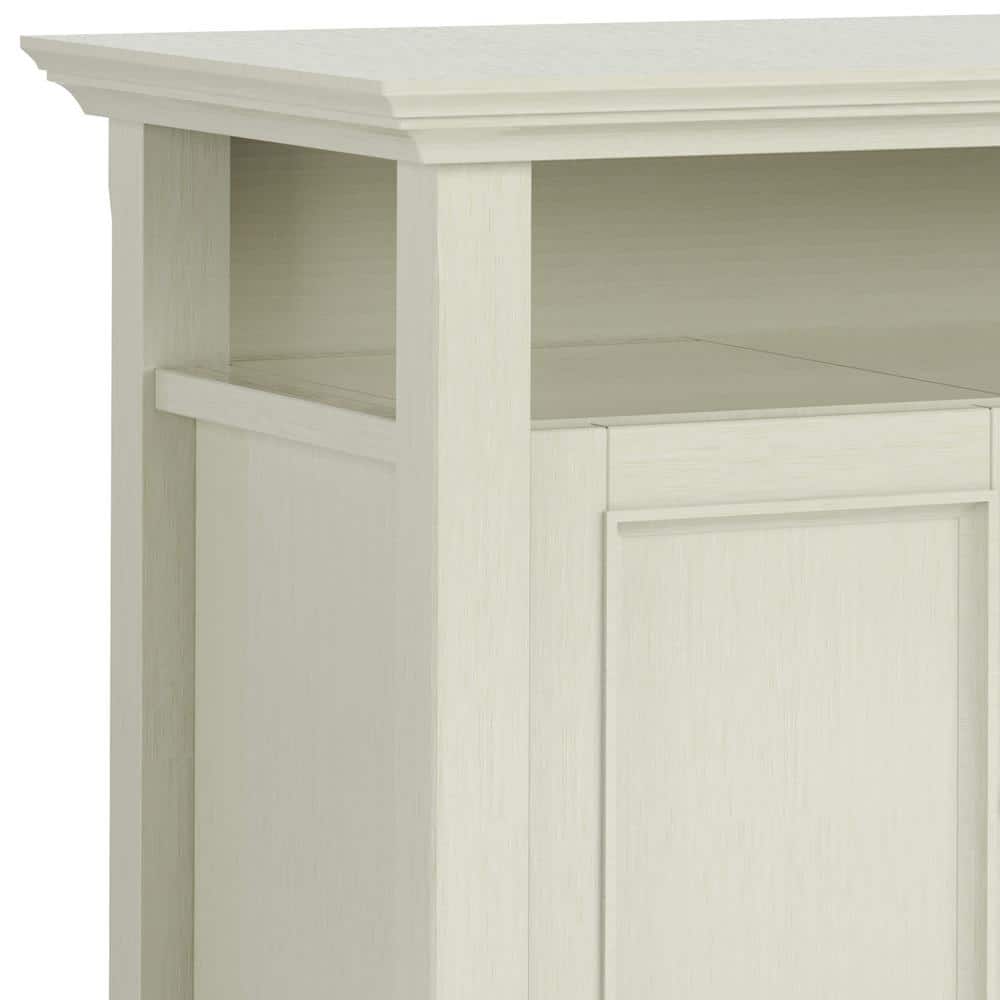 Antique White Quintuple-Tier Wood TV Stand with Cabinets