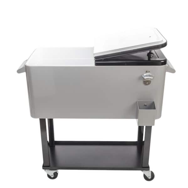 80 qt. Iron Spray Beverage Cooler with Shelf and 2-Directional Wheels