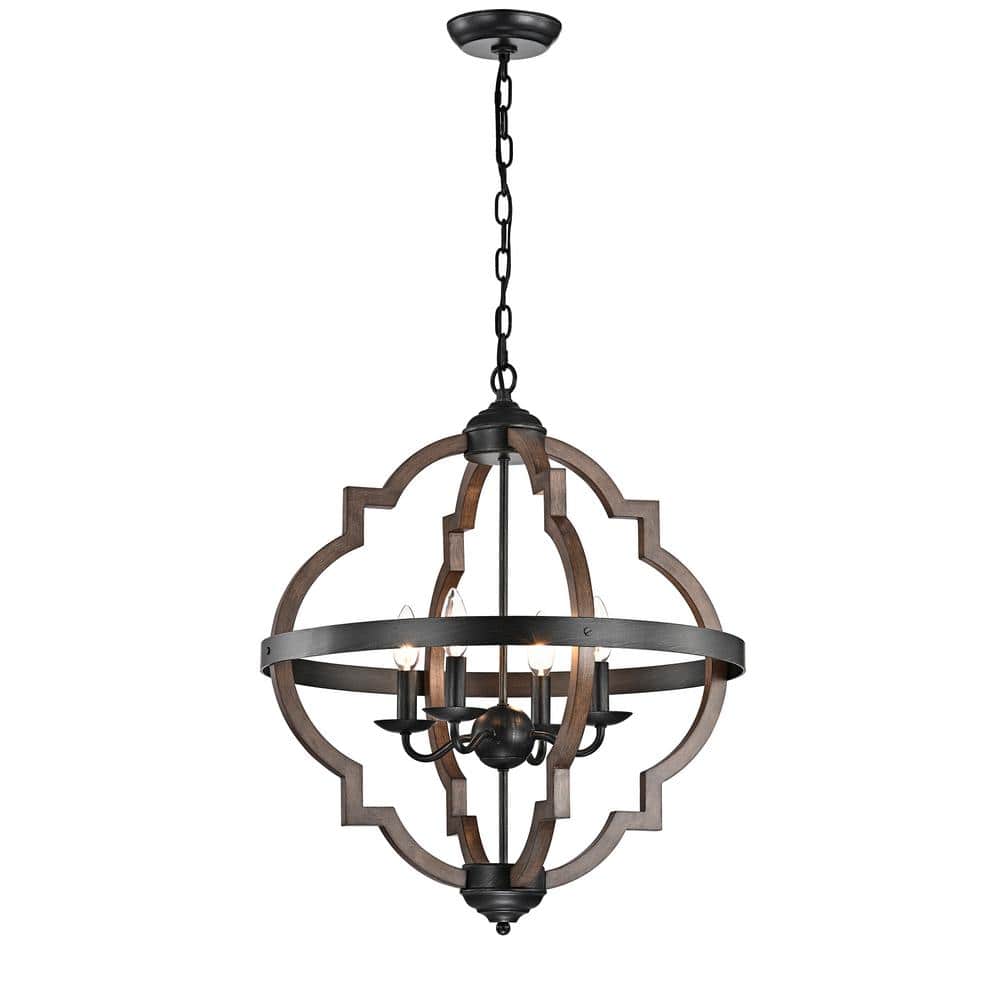 7-Light Black Iron Globe Pendant Chandelier Fixture for